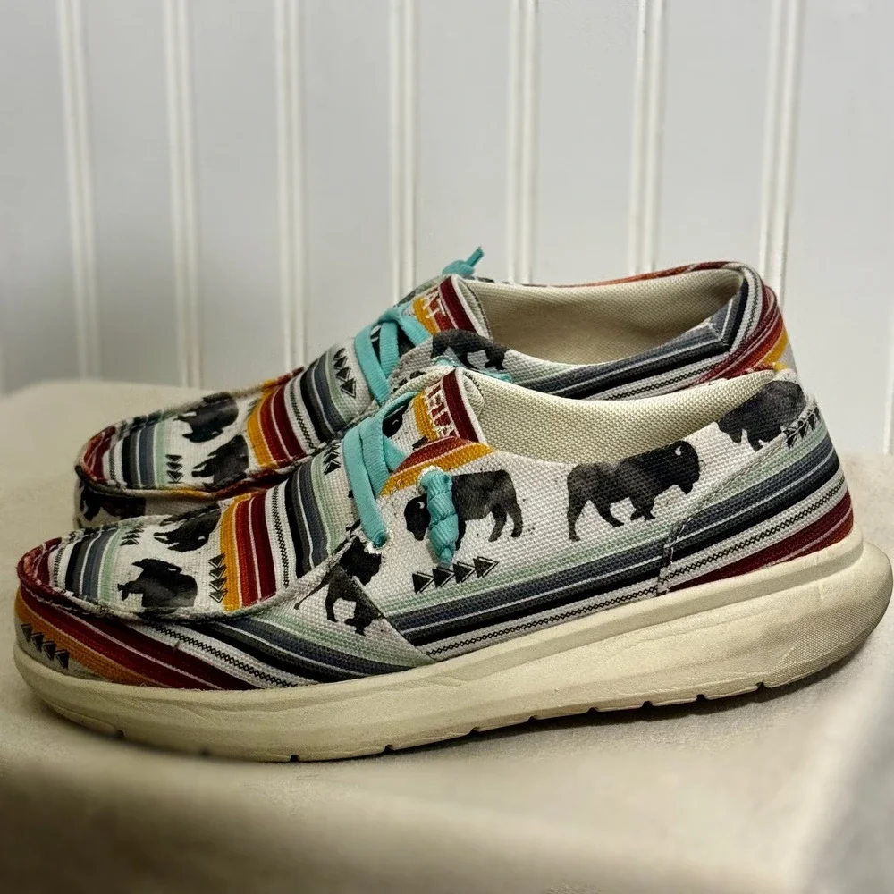 Ariat Womens 6.5B Slip On Shoes Bison Serape Stripe Western Loafers